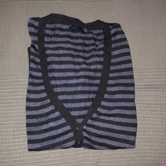 Martin + Osa Sweaters - Martin + Osa striped blue cardigan